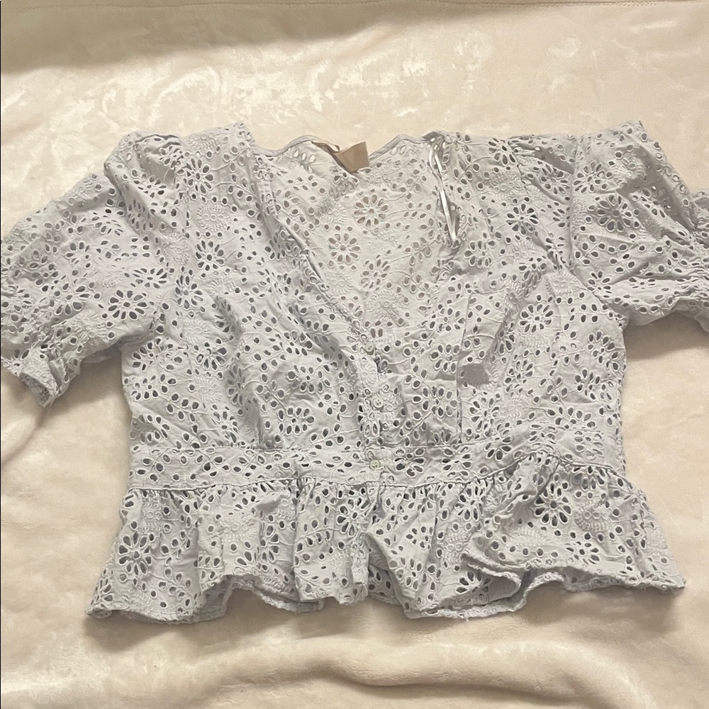 Baby blue Eyelet Lace Top